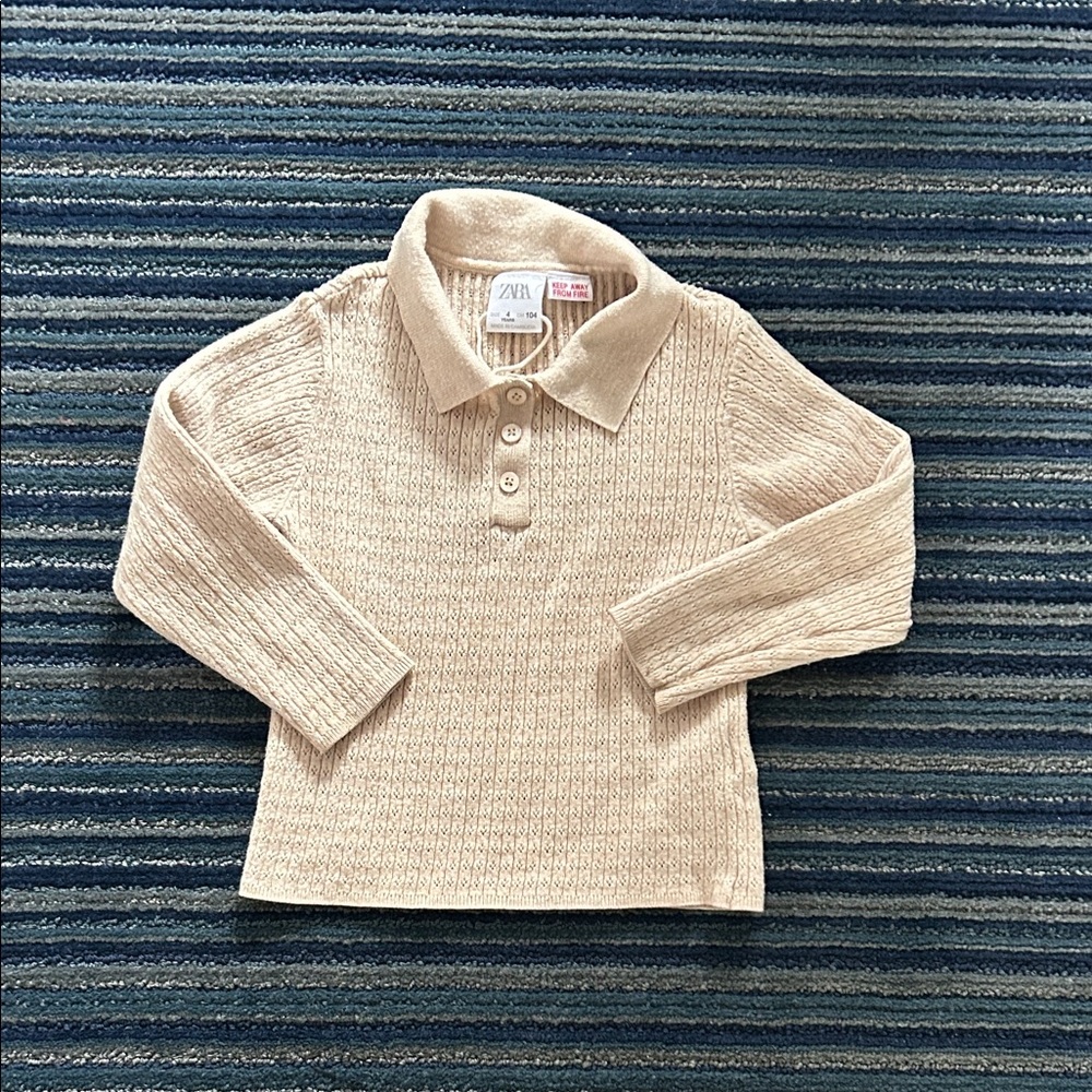 Zara Kids Beige Polo Shirt size 4